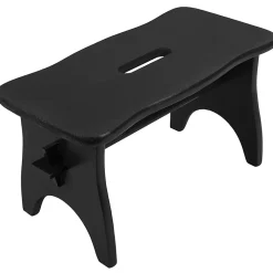 Creative Deco Repose-Pieds en Bois Noir - 38 x 19 x 21 cm - Banc Bas Multifonctionnel pour Bureau, Chaise et Plantes - Non Monté