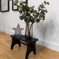 Creative Deco Repose-Pieds en Bois Noir - 38 x 19 x 21 cm - Banc Bas Multifonctionnel pour Bureau, Chaise et Plantes - Non Monté