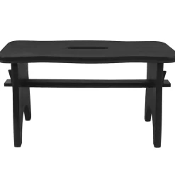 Creative Deco Repose-Pieds en Bois Noir - 38 x 19 x 21 cm - Banc Bas Multifonctionnel pour Bureau, Chaise et Plantes - Non Monté