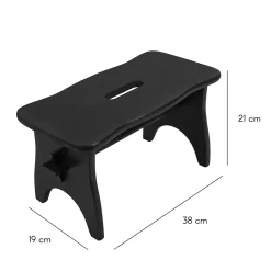 Creative Deco Repose-Pieds en Bois Noir - 38 x 19 x 21 cm - Banc Bas Multifonctionnel pour Bureau, Chaise et Plantes - Non Monté