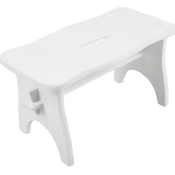 Creative Deco Repose-Pieds en Bois Blanc - 38 x 19 x 21 cm - Banc Bas Multifonctionnel pour Bureau, Chaise et Plantes - Non Monté