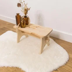 Creative Deco Repose-Pieds en Bois - 38 x 19 x 21 cm - Banc Bas Multifonctionnel pour Bureau, Chaise et Plantes - Non Monté