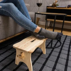 Creative Deco Repose-Pieds en Bois - 38 x 19 x 21 cm - Banc Bas Multifonctionnel pour Bureau, Chaise et Plantes - Non Monté