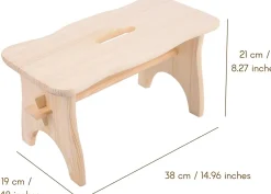 Creative Deco Repose-Pieds en Bois - 38 x 19 x 21 cm - Banc Bas Multifonctionnel pour Bureau, Chaise et Plantes - Non Monté