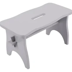 Creative Deco Repose-Pieds en Bois Gris - 38 x 19 x 21 cm - Banc Bas Multifonctionnel pour Bureau, Chaise et Plantes - Non Monté
