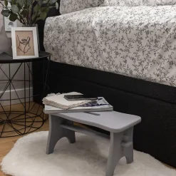 Creative Deco Repose-Pieds en Bois Gris - 38 x 19 x 21 cm - Banc Bas Multifonctionnel pour Bureau, Chaise et Plantes - Non Monté