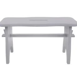 Creative Deco Repose-Pieds en Bois Gris - 38 x 19 x 21 cm - Banc Bas Multifonctionnel pour Bureau, Chaise et Plantes - Non Monté