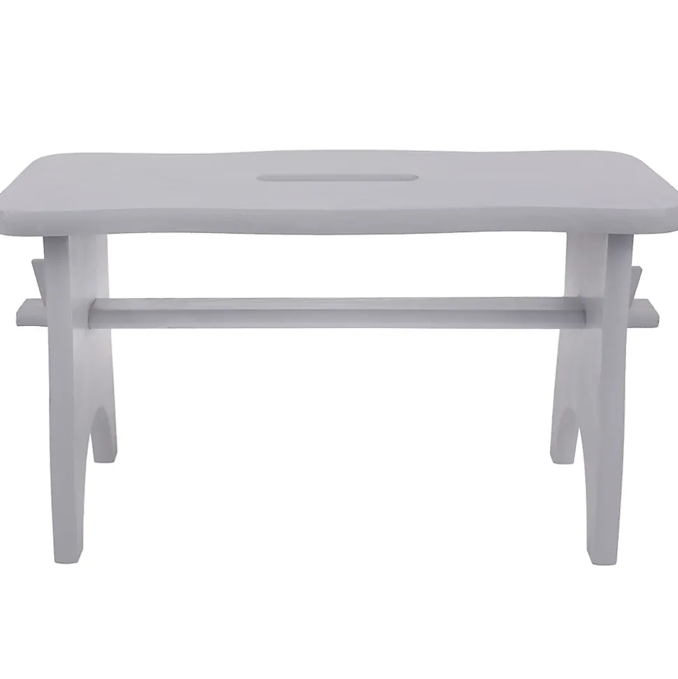 Creative Deco Repose-Pieds en Bois Gris - 38 x 19 x 21 cm - Banc Bas Multifonctionnel pour Bureau, Chaise et Plantes - Non Monté