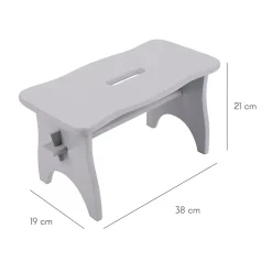 Creative Deco Repose-Pieds en Bois Gris - 38 x 19 x 21 cm - Banc Bas Multifonctionnel pour Bureau, Chaise et Plantes - Non Monté