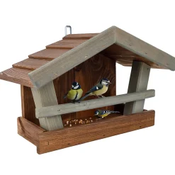 Creative Home Mangeoire À Oiseaux Vert Brun - Bois Durable Extérieur - Résistante À La Pluie - Pour Mésanges Moineaux