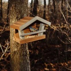 Creative Home Mangeoire À Oiseaux Vert Brun - Bois Durable Extérieur - Résistante À La Pluie - Pour Mésanges Moineaux
