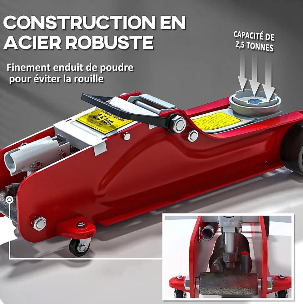 Cric de levage hydraulique - cric de levage réglable 8-38 cm métal rouge noir