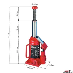 Cric hydraulique bouteille 20 tonnes Ultra puissant et compact Levage max 47 cm