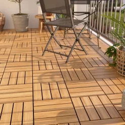 Dalle de terrasse bois d'acacia Floro Klikstrom L.30 x l.30 cm vendue par 4 pièces