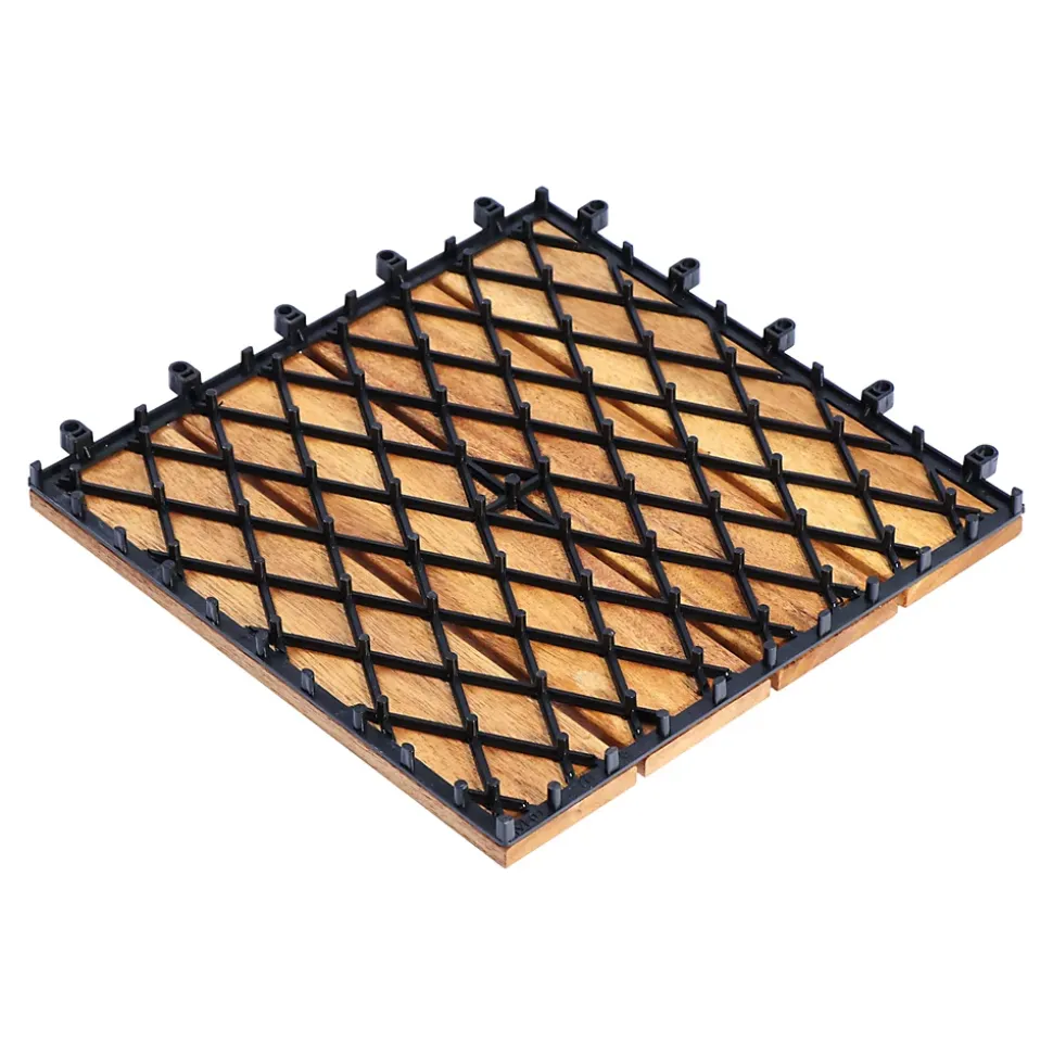 Dalle de terrasse bois d'acacia Floro Klikstrom L.30 x l.30 cm vendue par 4 pièces