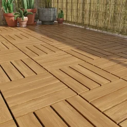 Dalle de terrasse bois d'acacia Floro Klikstrom L.30 x l.30 cm vendue par 4 pièces