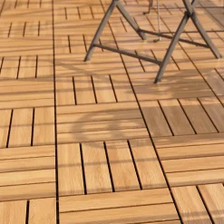 Dalle de terrasse bois d'acacia Floro Klikstrom L.30 x l.30 cm vendue par 4 pièces