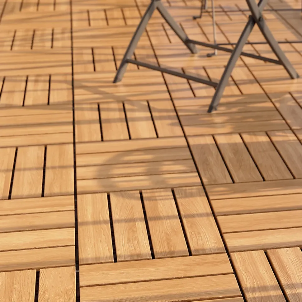 Dalle de terrasse bois d'acacia Floro Klikstrom L.30 x l.30 cm vendue par 4 pièces