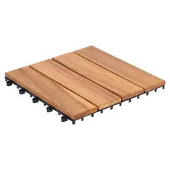 Dalle de terrasse bois d'acacia Floro Klikstrom L.30 x l.30 cm vendue par 4 pièces