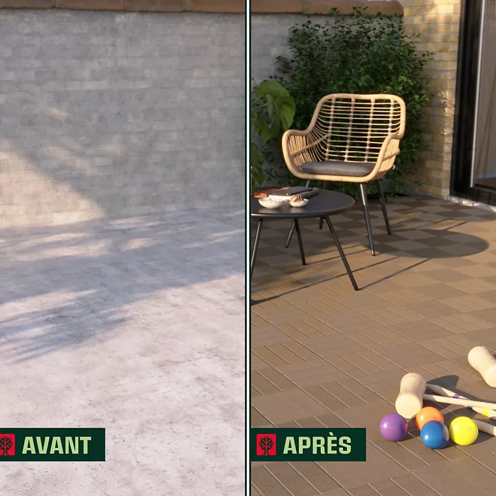 Dalle de terrasse composite marron Angara Klikstrom 40 x 40 cm