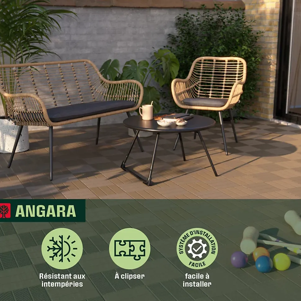 Dalle de terrasse composite marron Angara Klikstrom 40 x 40 cm
