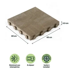 Dalle de terrasse composite marron Angara Klikstrom 40 x 40 cm