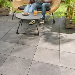 Dalle de terrasse composite aspect pierre anthracite Angara Klikstrom 40 x 40 cm