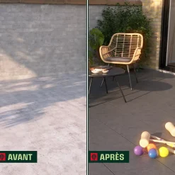 Dalle de terrasse composite aspect pierre anthracite Angara Klikstrom 40 x 40 cm