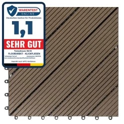 Dalle de Terrasse WPC Classic, Marron foncé Diagonale, 30 x 30 cm, 1 Pièce
