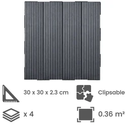 Dalle en composite Snap & Go (lot de 4) - Brun 30 x 30 cm