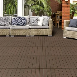 Dalle Terrasse Bois Composite clipsable - Brun Exotique - Lot de 6 dalles 30x60cm soit 1,08m²)