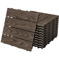 Dalles de terrasse ECD Germany WPC 30x30cm 44 pièce 4m² marron foncé système clipsable et drainage