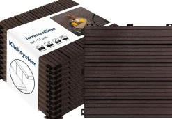 Dalles de Terrasse Lot de 11 pièces, Claire, Marron 30 x 30 cm - 1 m²