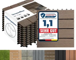 Dalles de Terrasse Lot de 11 pièces, Royal Marron foncé 30 x 30 cm - 1 m²