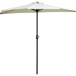 Demi parasol - parasol de balcon - ouverture fermeture manivelle - acier polyester haute densité crème
