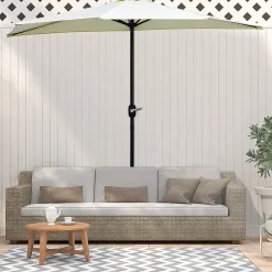 Demi parasol - parasol de balcon - ouverture fermeture manivelle - acier polyester haute densité crème