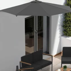 Demi parasol de balcon plage CORTE gris 2,7x1,35 M avec housse