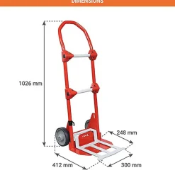 Diable - Bavette fixe + repliable - 2 barres de maintien - 180kg - 810010388/BM