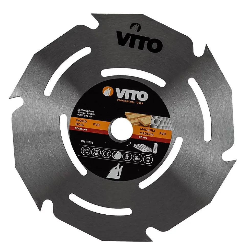 Disque coupe bois et PVC 230 x 1,8mm Meuleuses Alésage 22.5mm VITO