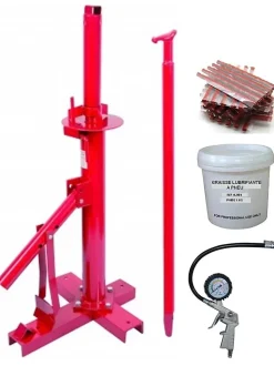 Démonte Pneu manuel Auto 13 à 21" + 1 Pistolet de Gonflage + 60 Mèches Pneu + Graisse 1kg