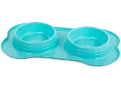 Double bol pour nourriture pour chien/chat 400ml x 2 bleu