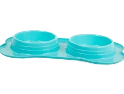 Double bol pour nourriture pour chien/chat 400ml x 2 bleu