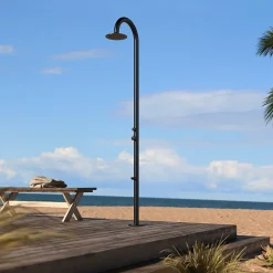 Douche De Piscine Courbe En Acier Inoxydable 316l Noir Doccia Palau