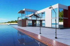 Douche de piscine en acier 316 noir design moderne et robinet monoforo