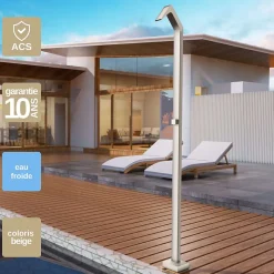 Douche de piscine Pool en Acier Inox 316 Rose Corail - Tête D80mm - Corps D42mm- H. 2,36m - Garantie 10 ans - POOLIMEX