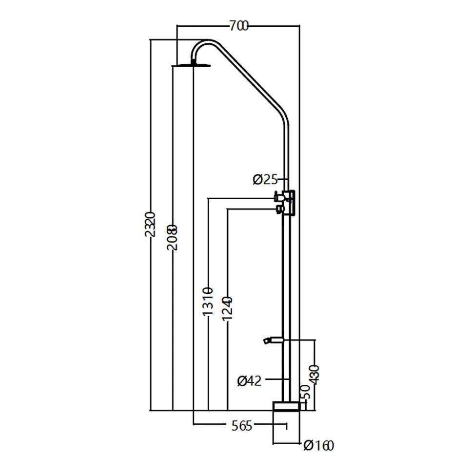 Douche en acier inoxydable 316 design raffine orientable 2 sorties
