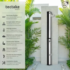 Douche solaire 35 litres Eau chaude sans raccordement électrique noir/gris