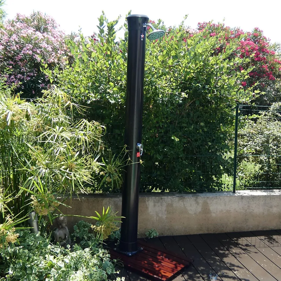 Douche Solaire Aluminium 40 Litres Avec Mitigeur - Installation Exterieure Pour Piscine Et Jardin - Se Raccorde A Un Tuyau