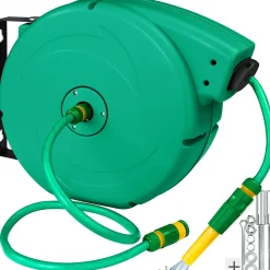 Dévidoir à enroulement automatique pour tuyau d'arrosage avec raccord rapide 1/2 pouce