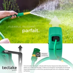 Dévidoir à enroulement automatique pour tuyau d'arrosage avec raccord rapide 1/2 pouce